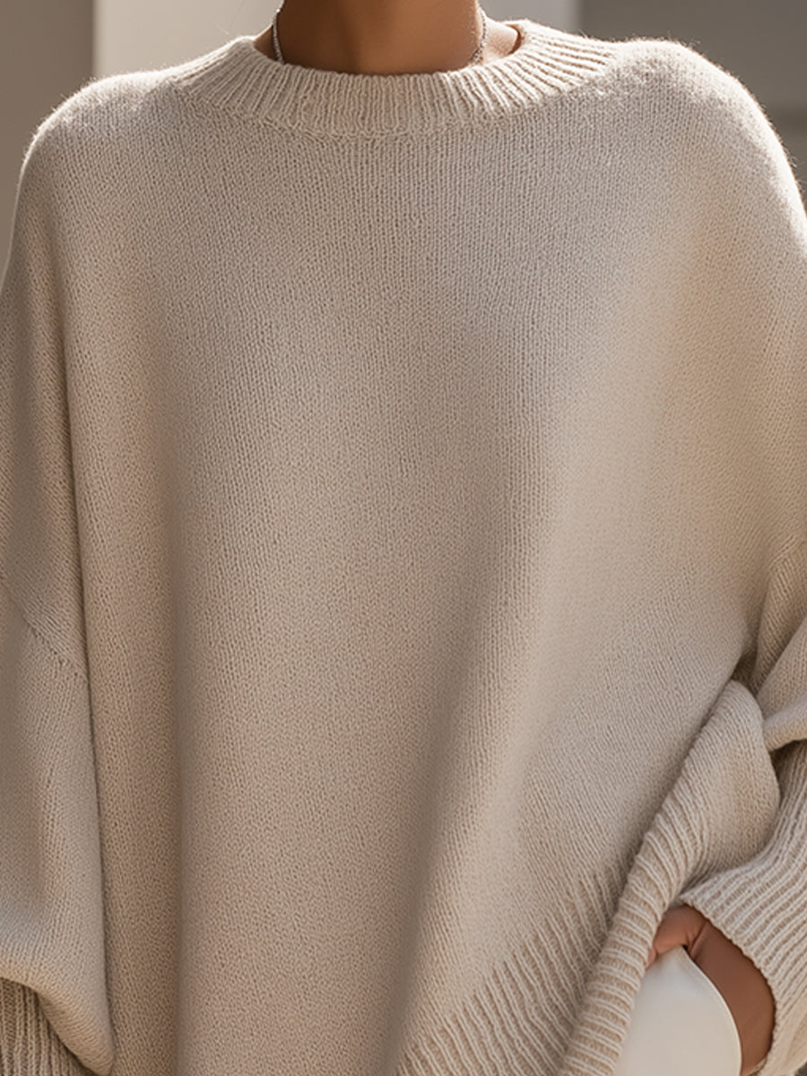 Oversized Pullover Damen | Asymmetrischer Saum & Angeschnittene Ärmel