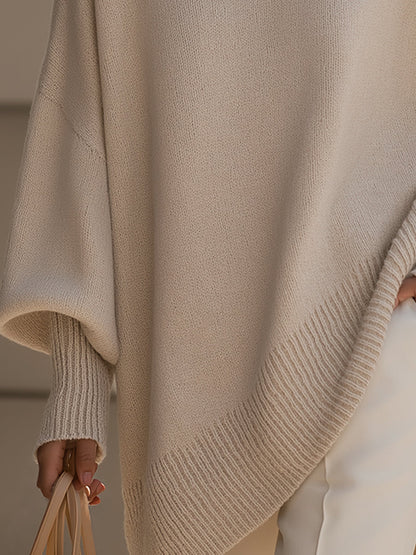Oversized Pullover Damen | Asymmetrischer Saum & Angeschnittene Ärmel