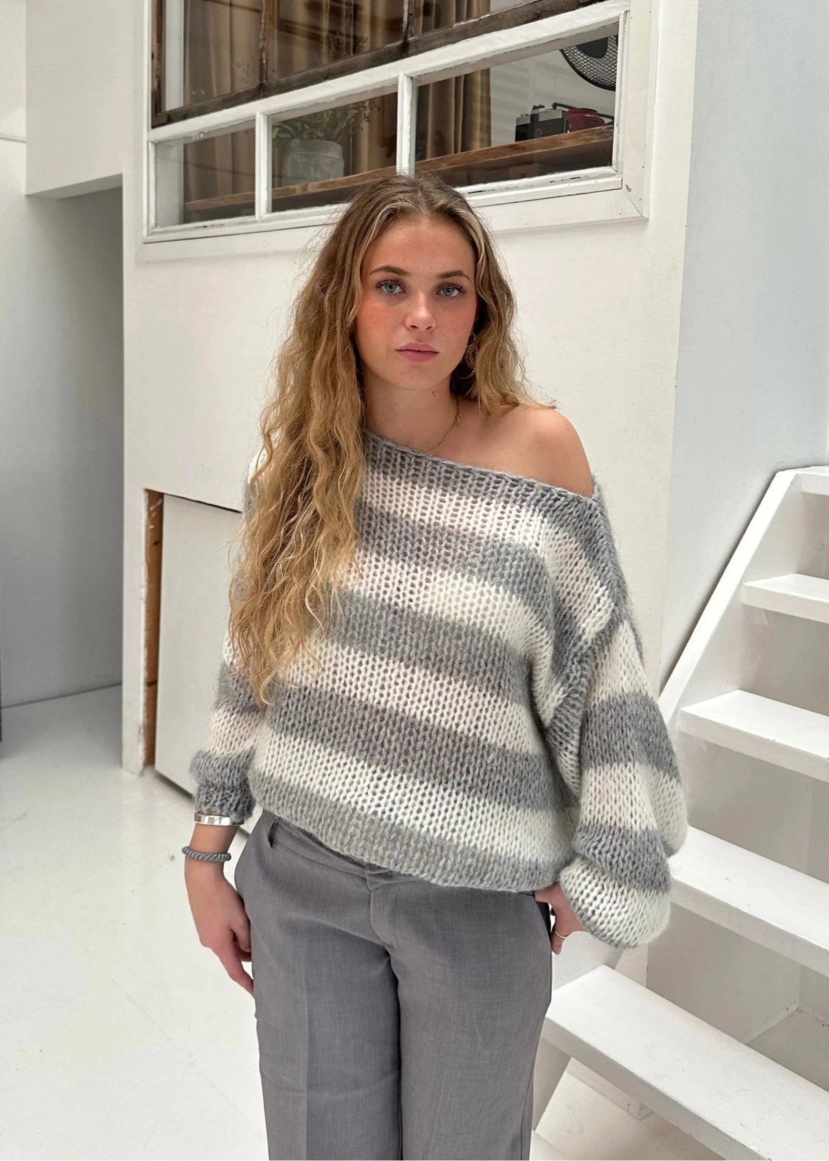 Oversized Pullover Damen | Streifen & Grobstrick