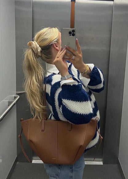 Oversized Pullover Damen | Streifen & Grobstrick