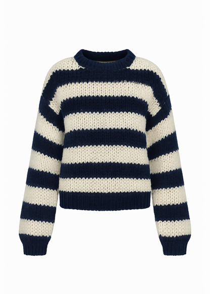 Oversized Pullover Damen | Streifen & Grobstrick