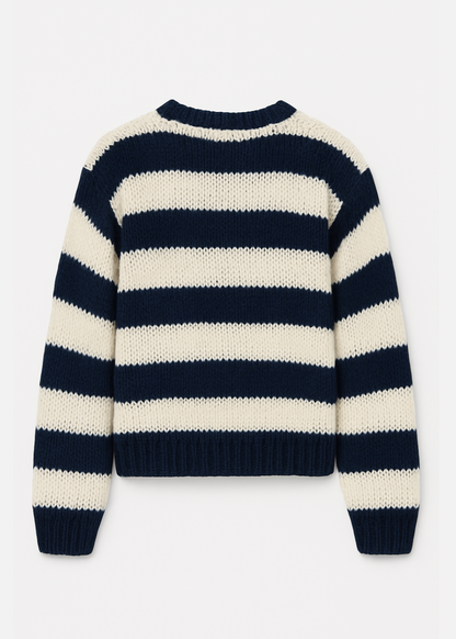 Oversized Pullover Damen | Streifen & Grobstrick