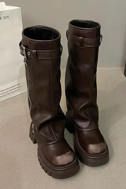 Plateaustiefel Damen | Kniehoch & Profilsohle