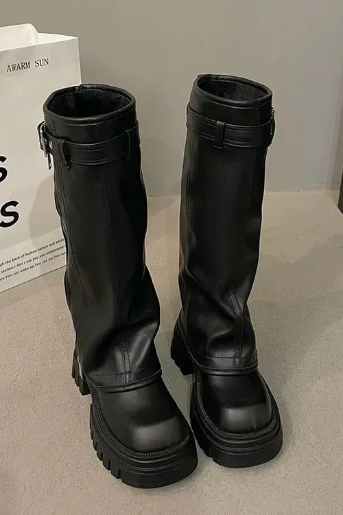 Plateaustiefel Damen | Kniehoch & Profilsohle