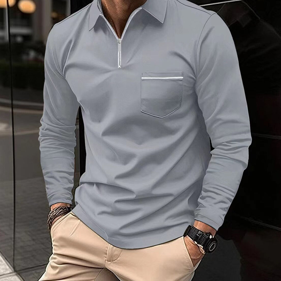 Poloshirt für Herren, Reißverschluss | Atmungsaktiv
