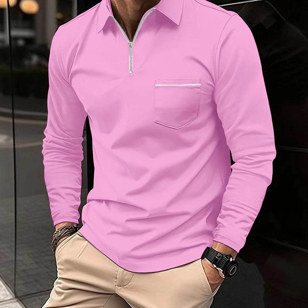 Poloshirt für Herren, Reißverschluss | Atmungsaktiv