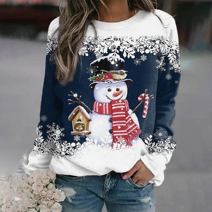 Damen Weihnachtspullover Schneemann Strickpullover Locker 4