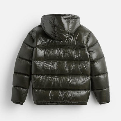 Pufferjacke – Schwarze Winter-Daunenjacke mit Kapuze für Männer-Chaps Herrenmode