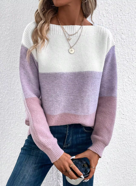 Pullover Damen | Boat-Neck & Colour-Block