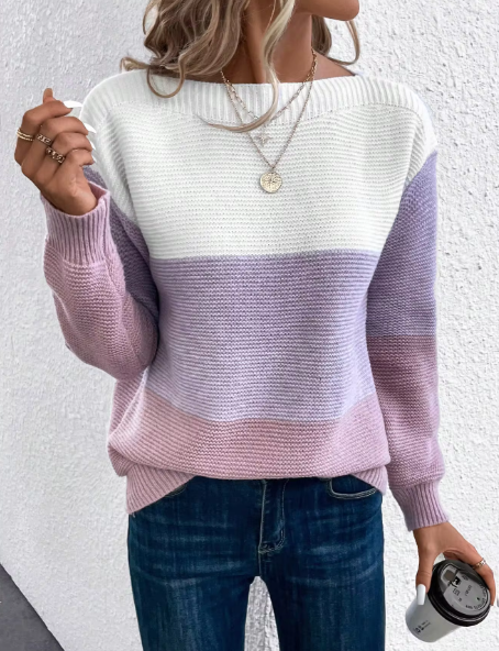 Pullover Damen | Boat-Neck & Colour-Block