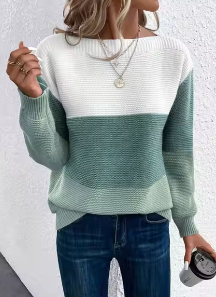 Pullover Damen | Boat-Neck & Colour-Block