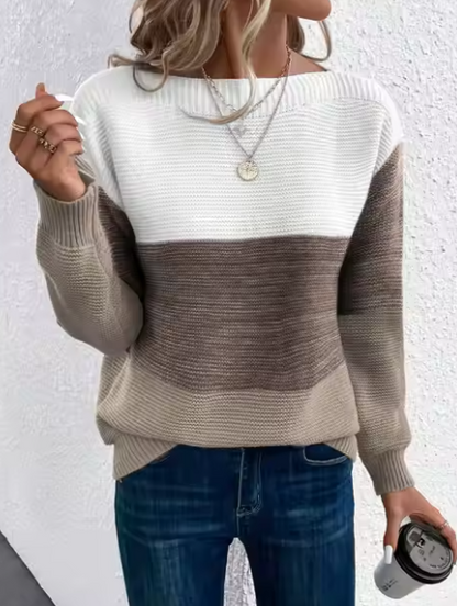 Pullover Damen | Boat-Neck & Colour-Block