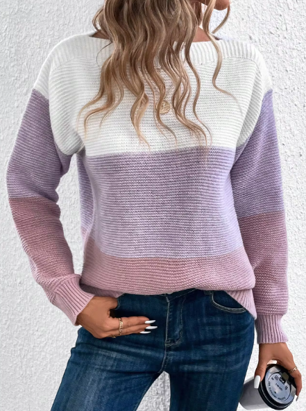 Pullover Damen | Boat-Neck & Colour-Block