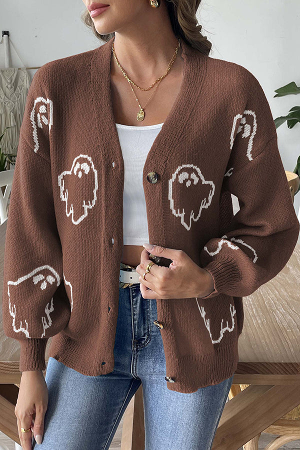 Pullover Damen | Knopfleiste & Geistermotiv