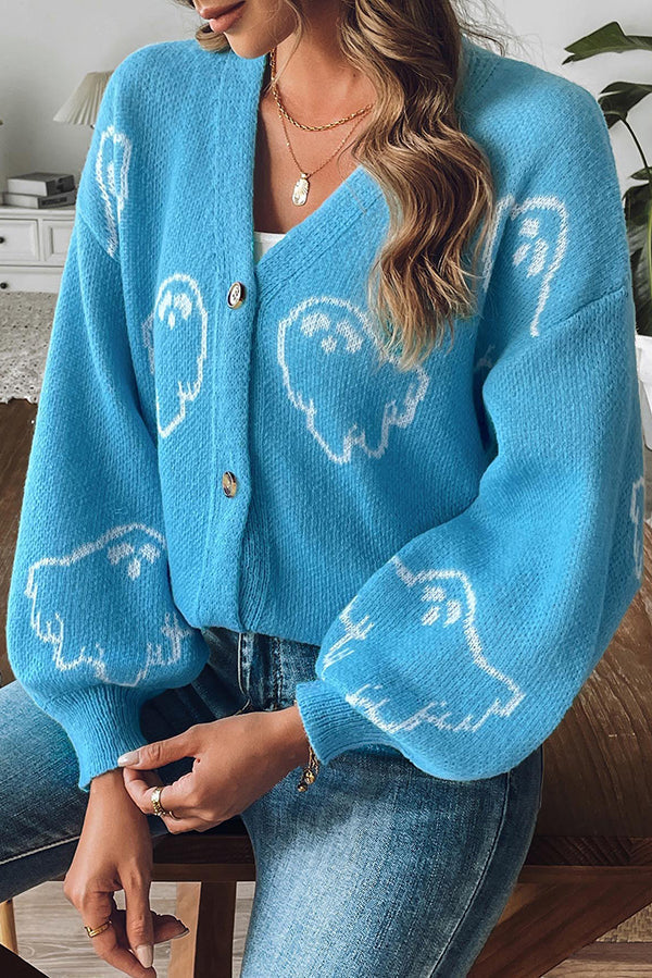 Pullover Damen | Knopfleiste & Geistermotiv
