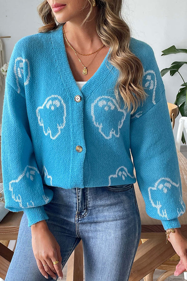 Pullover Damen | Knopfleiste & Geistermotiv
