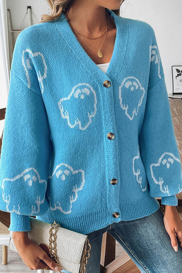 Pullover Damen | Knopfleiste & Geistermotiv