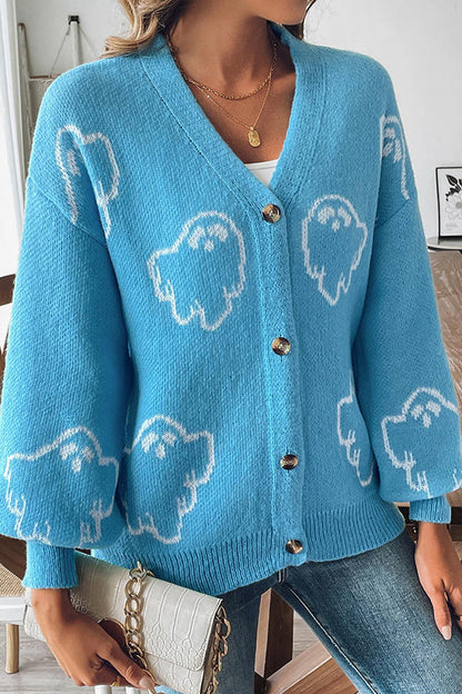 Pullover Damen | Knopfleiste & Geistermotiv
