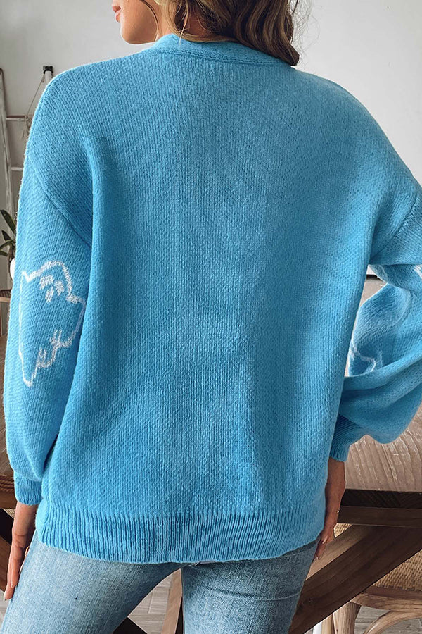 Pullover Damen | Knopfleiste & Geistermotiv