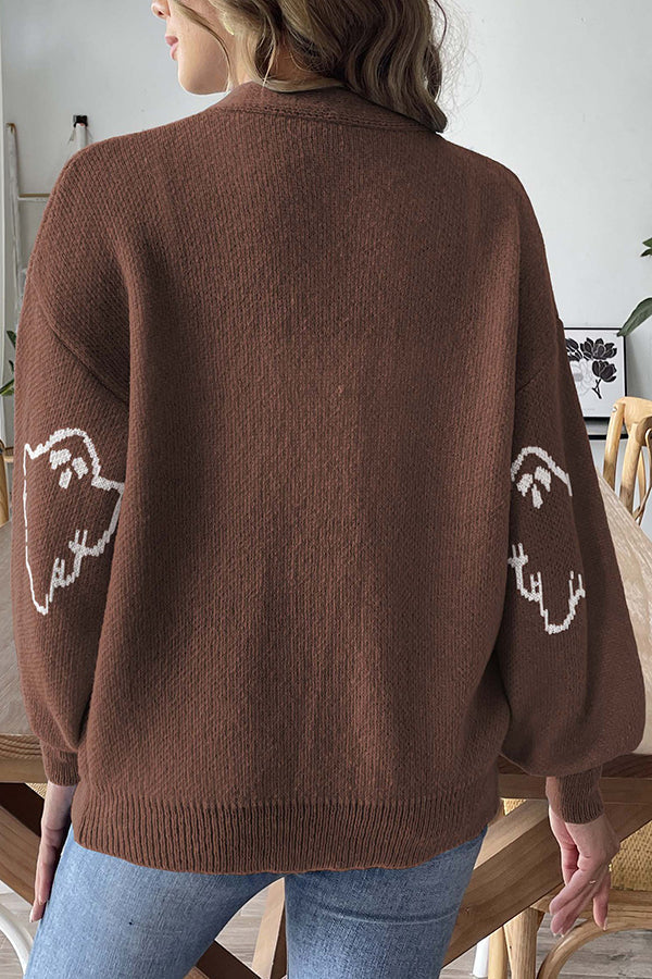 Pullover Damen | Knopfleiste & Geistermotiv