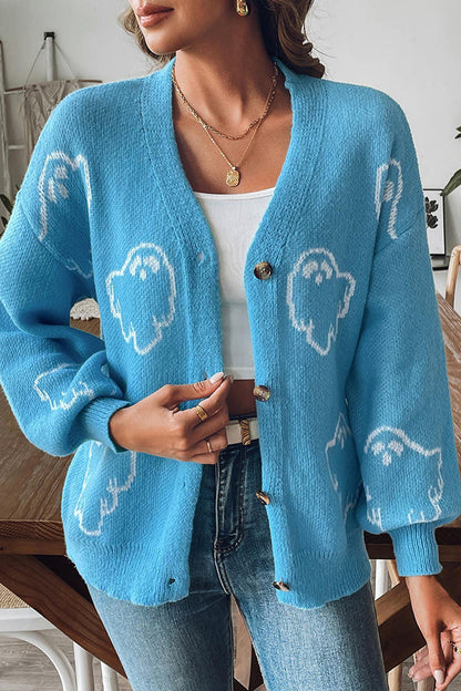 Pullover Damen | Knopfleiste & Geistermotiv