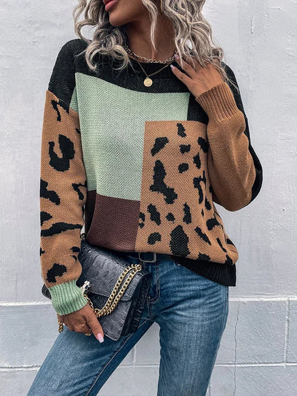 Pullover Damen | Leoparden-Patchwork & Weicher Strick 2