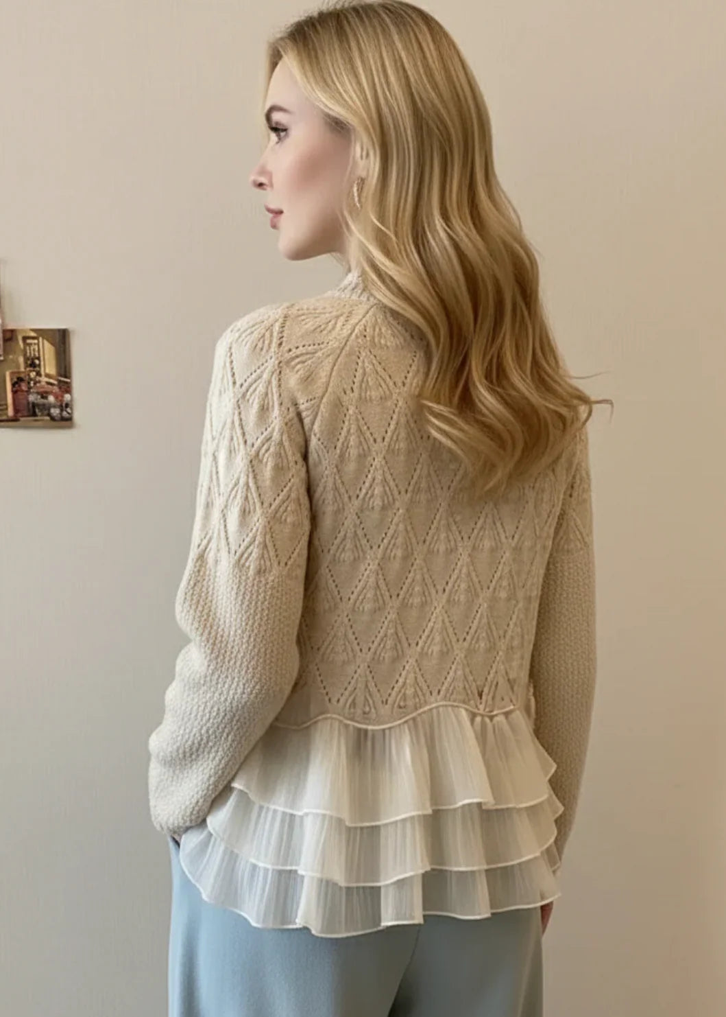 Pullover Damen | Rundhals & Volant-Saum