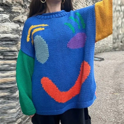 Pullover Damen | Smiley-Motiv & Oversize