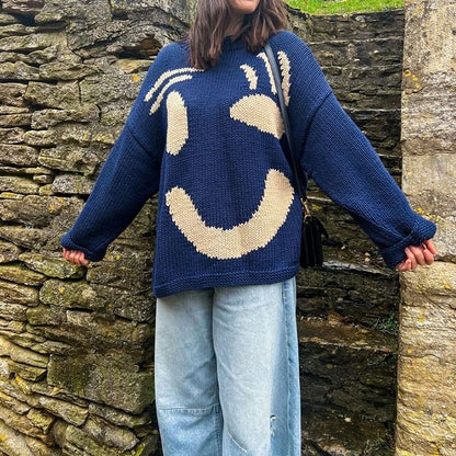 Pullover Damen | Smiley-Motiv & Oversize
