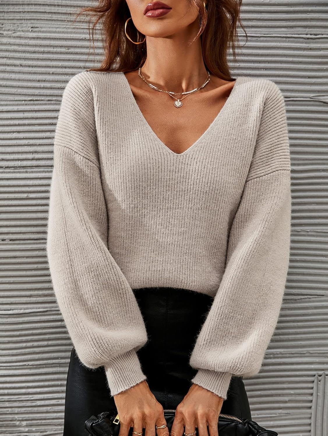 Pullover Damen | V-Ausschnitt & Ballonärmel