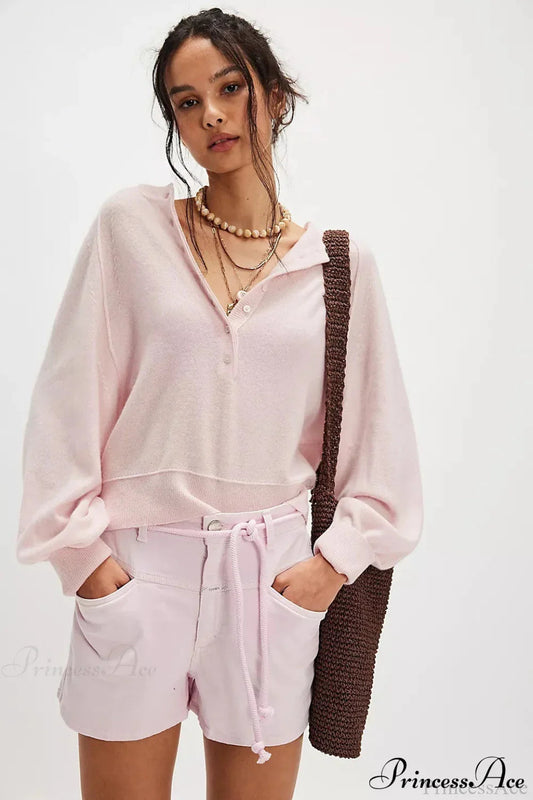 Pullover Damen | V-Ausschnitt & Knopfleiste vorne