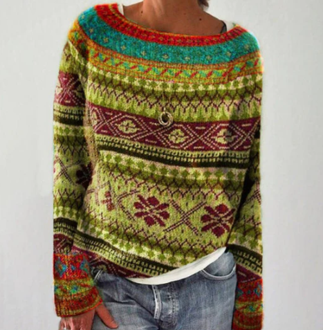 Pullover Damen | Wald-Motiv & U-Boot-Ausschnitt