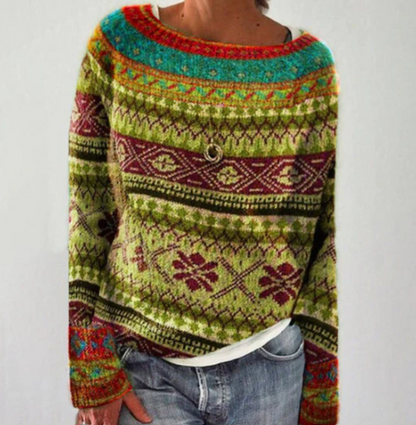 Pullover Damen | Wald-Motiv & U-Boot-Ausschnitt