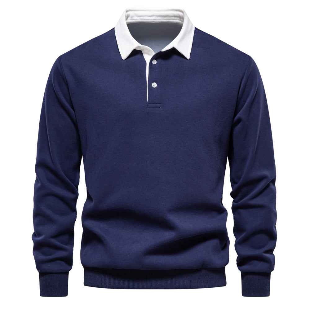 Pullover Herren Polo | Kontrastkragen & Knopfleiste