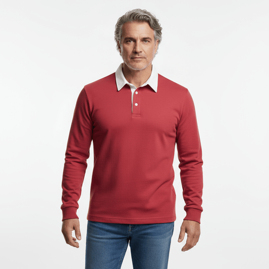 Pullover Herren Polo | Kontrastkragen & Knopfleiste