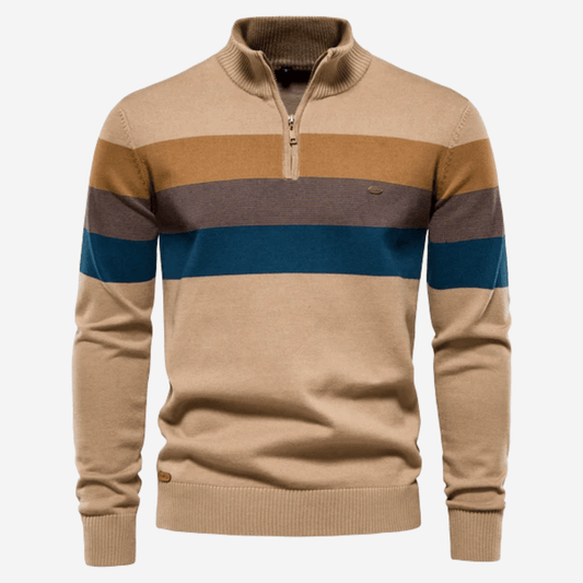 Pullover Herren | Streifendesign & Half-Zip