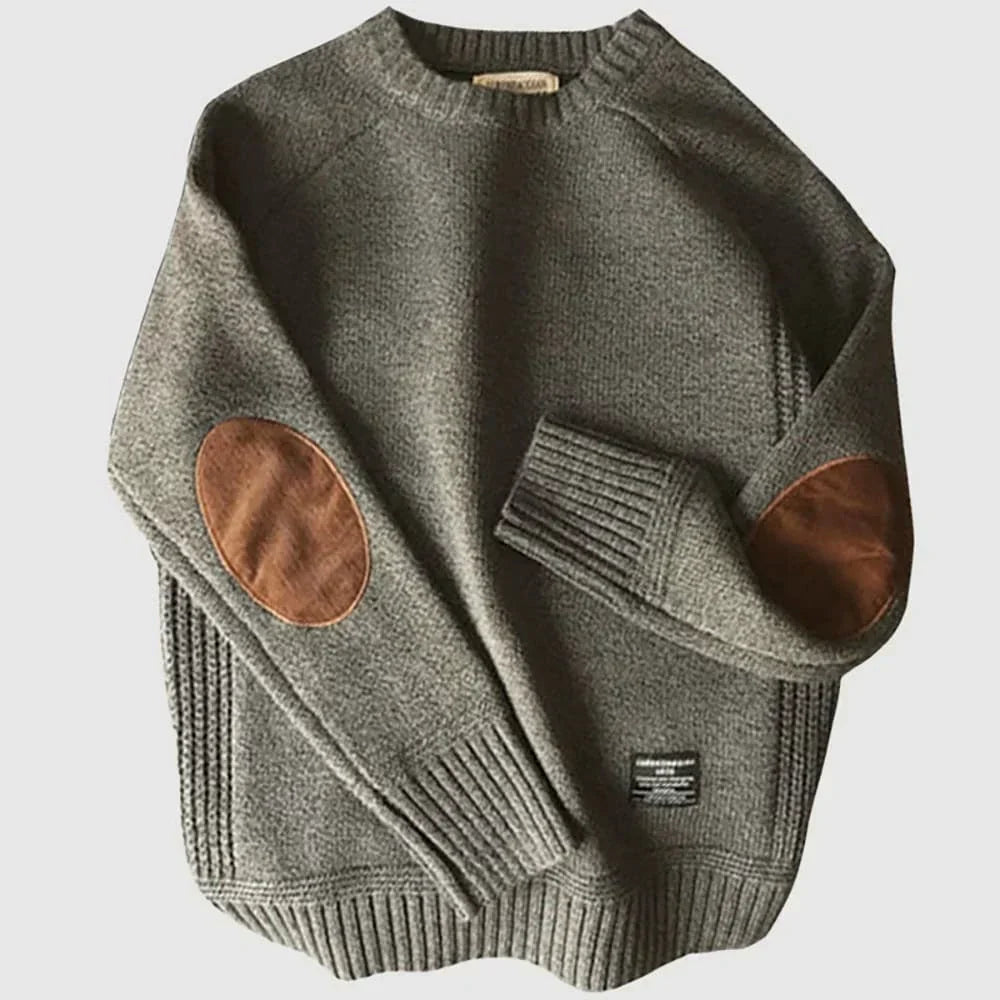 Pullover Herren mit Ellenbogen-Patches | Strick & Rundhals