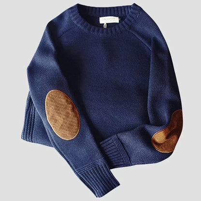 Pullover Herren mit Ellenbogen-Patches | Strick & Rundhals