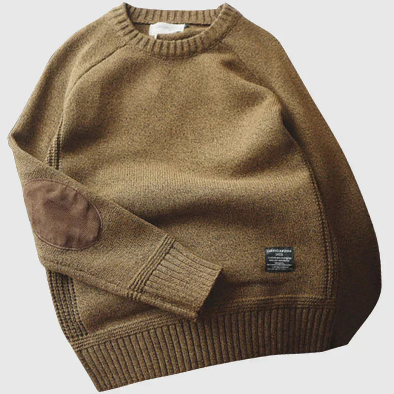 Pullover Herren mit Ellenbogen-Patches | Strick & Rundhals