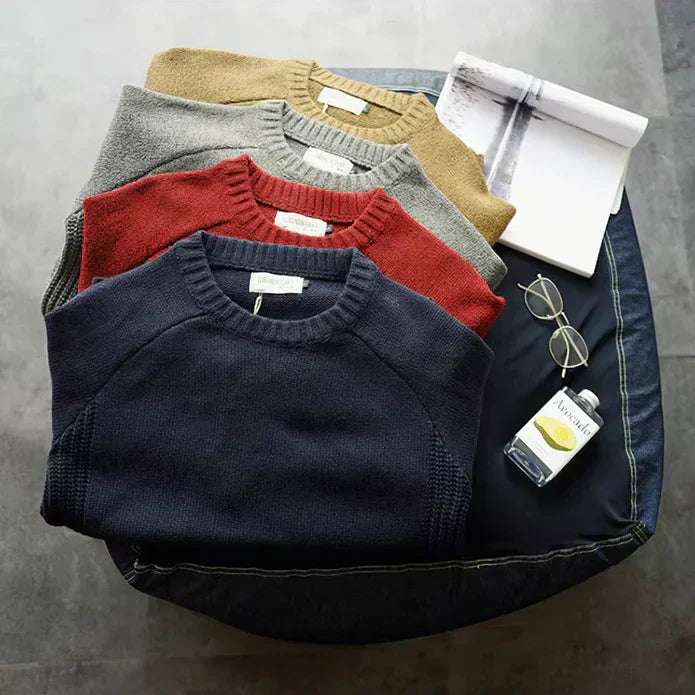 Pullover Herren mit Ellenbogen-Patches | Strick & Rundhals