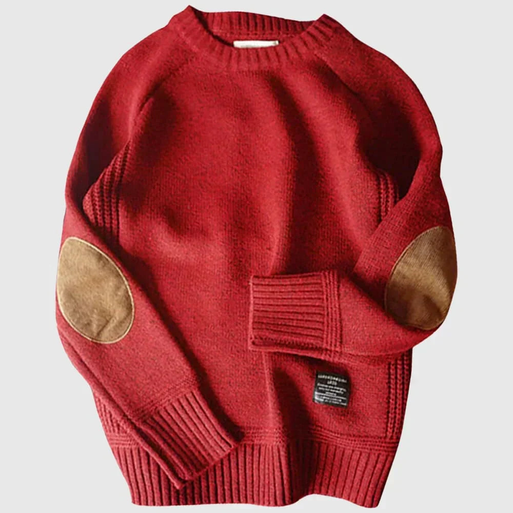 Pullover Herren mit Ellenbogen-Patches | Strick & Rundhals