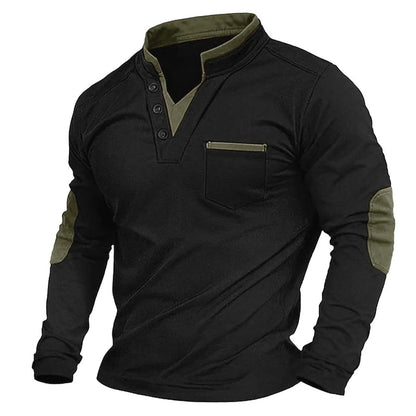 Pullover Herren mit Knopfleiste | Stehkragen & Brusttasche