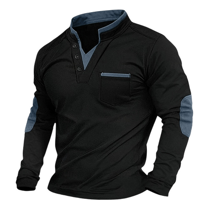 Pullover Herren mit Knopfleiste | Stehkragen & Brusttasche