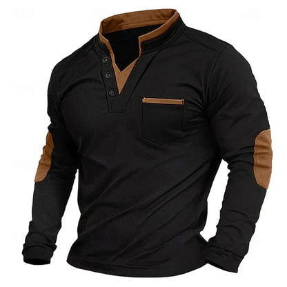 Pullover Herren mit Knopfleiste | Stehkragen & Brusttasche