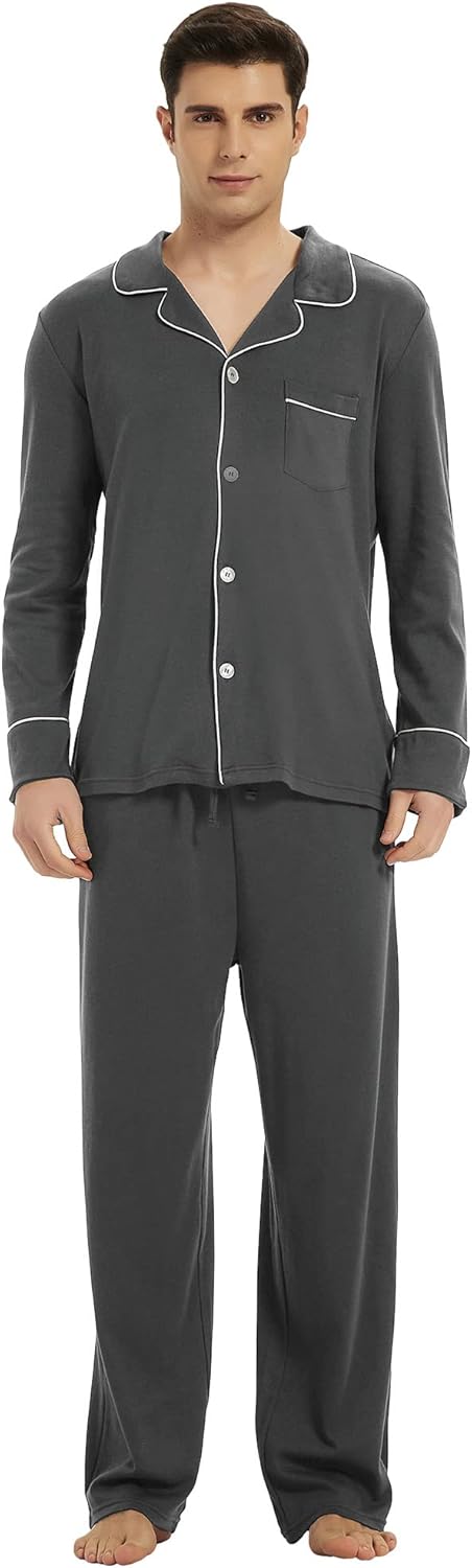 Pyjama Set Herren | Knopfleiste & Langarmkomfort