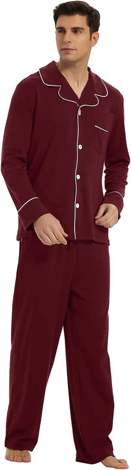 Pyjama Set Herren | Knopfleiste & Langarmkomfort