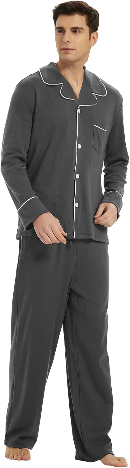 Pyjama Set Herren | Knopfleiste & Langarmkomfort