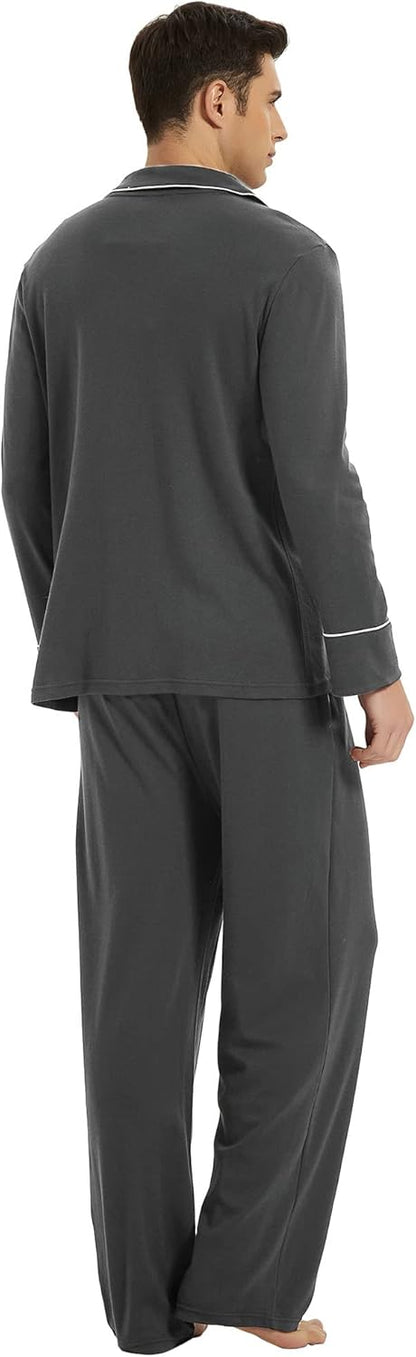 Pyjama Set Herren | Knopfleiste & Langarmkomfort