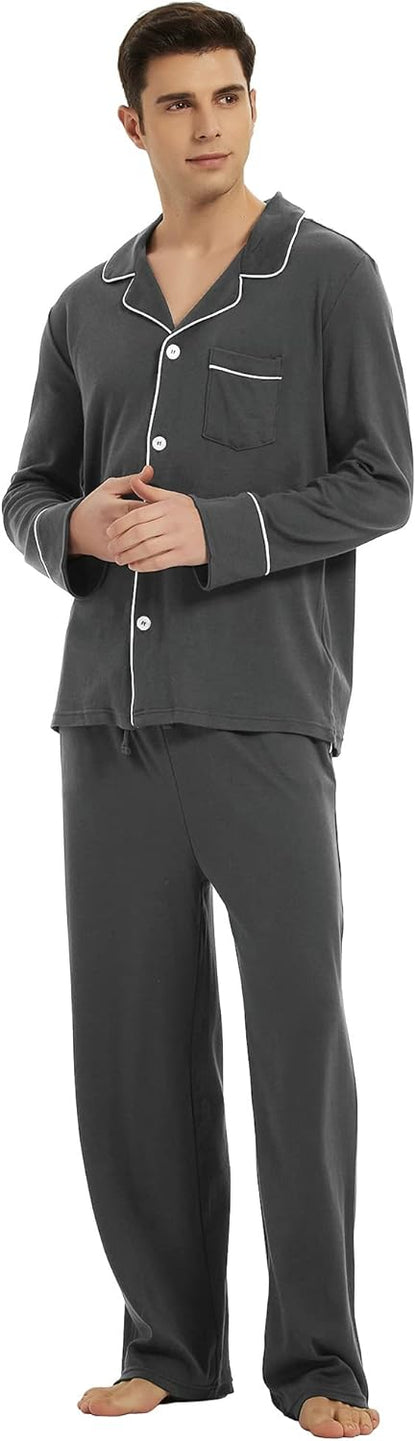 Pyjama Set Herren | Knopfleiste & Langarmkomfort