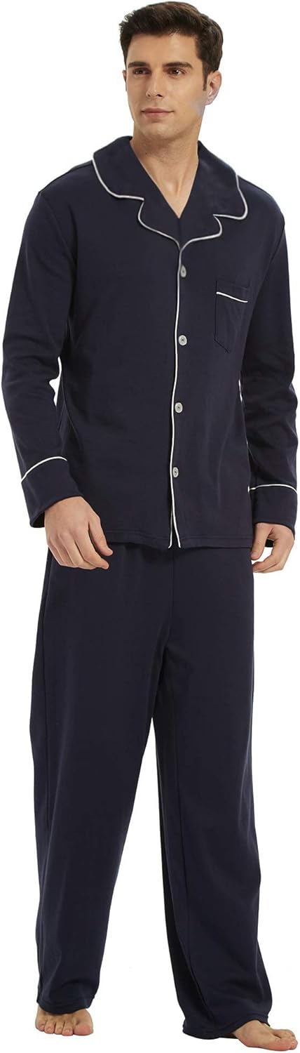 Pyjama Set Herren | Knopfleiste & Langarmkomfort